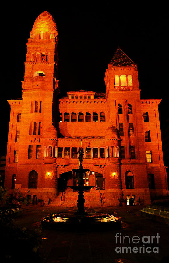 Bexar County Courthouse at Night in Downtown San Antonio Texas Ink Outlines Digital Art Digital Art by Shawn OBrien