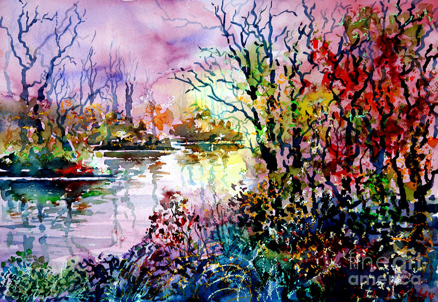 Beyond Tree and Pond Painting by Almo M