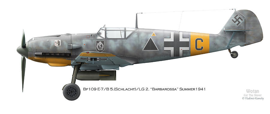 Luftwaffe Digital Art - Bf109 E-7/B 5.Schlacht /LG 2. Barbarossa Summer1941 by Vladimir Kamsky