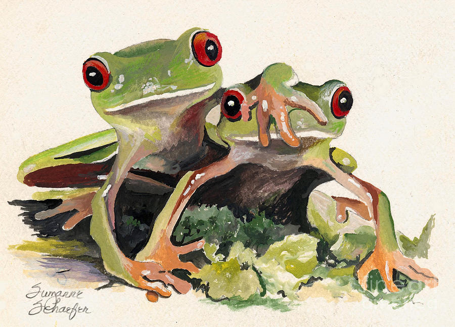 Frog Painting - BFF Froggies by Suzanne Schaefer
