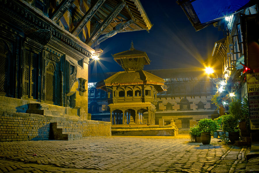 Bhaktapur at night in old town silence Photograph by Raimond Klavins