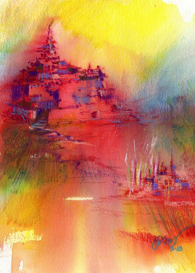 Architecture Painting - Bhutan 1 by Asnee Tasna