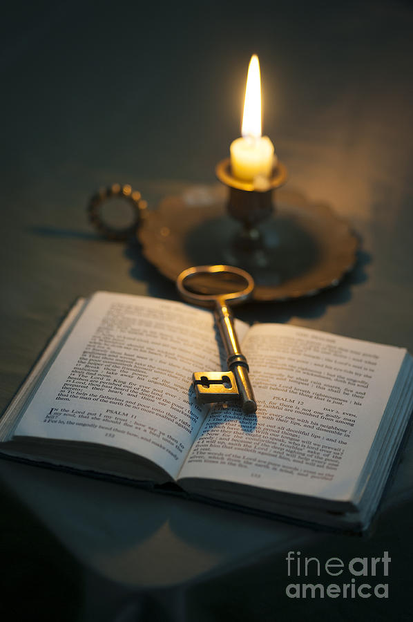 Bible And Key By Candle Light Photograph by Lee Avison
