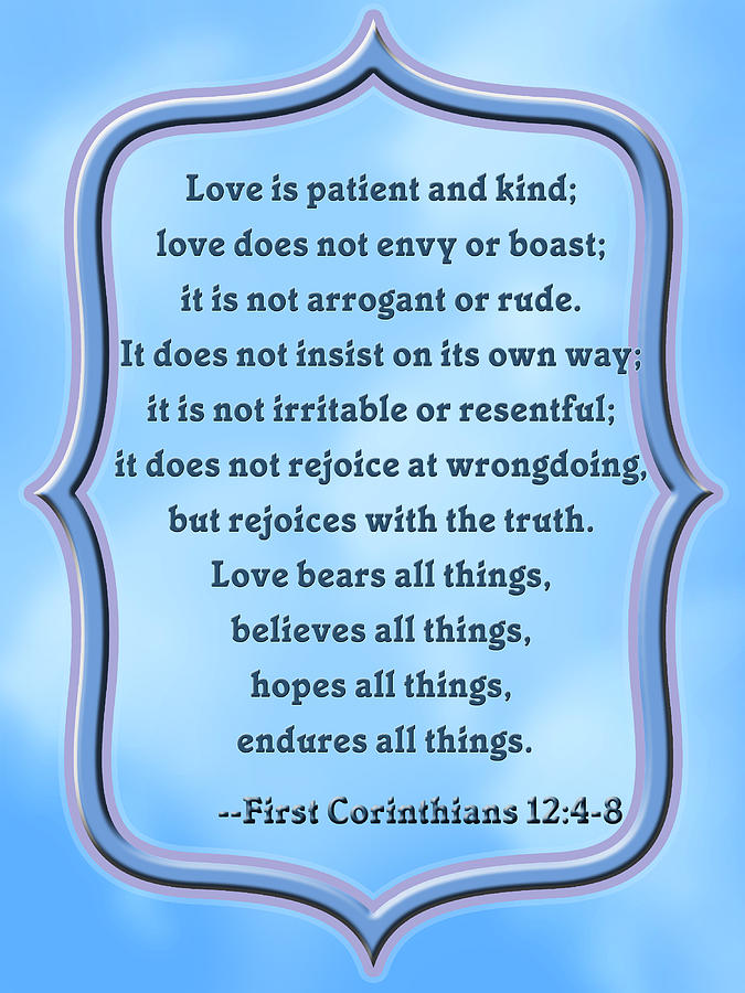 Bible Quote Love Is Patient And Kind Digital Art by Scarebaby Design