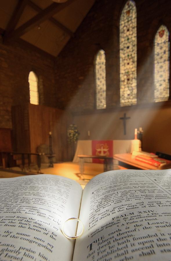 Bible With A Ring In Church Sanctuary Photograph by John Short - Fine ...