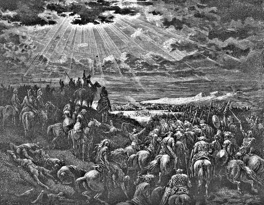 Download Biblical Battle Scene Engraving Drawing by
