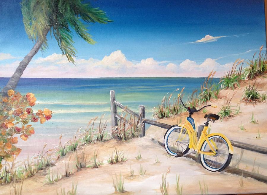Bicycle Beach Painting by Michell Givens