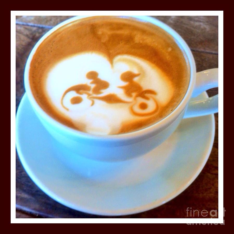 Coffee Photograph - Bicycle Built For Two Latte by Susan Garren
