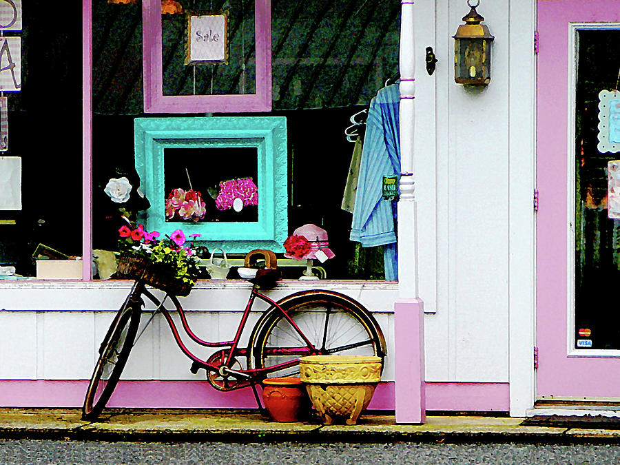 Bicycle By Antique Shop Photograph by Susan Savad