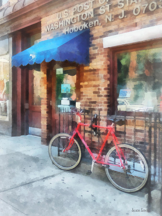 Hoboken NJ - Bicycle By Post Office Photograph by Susan Savad