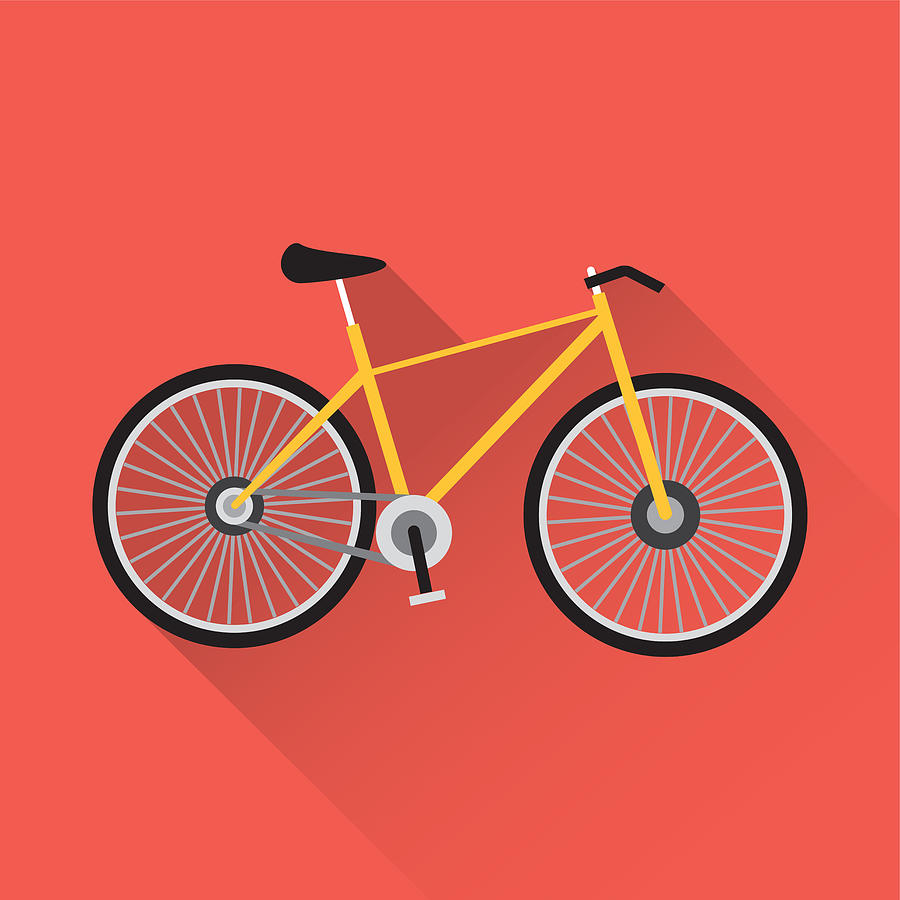 Bicycle Flat Icon Drawing by Enis Aksoy