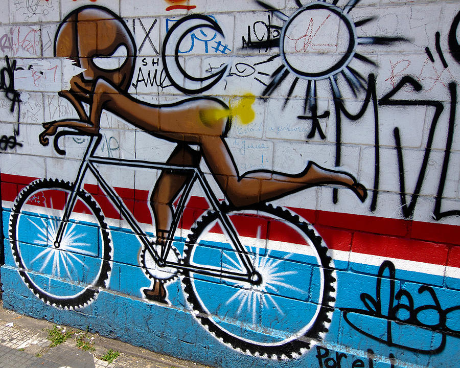 Bicycle Graffiti In Sao Paulo Photograph