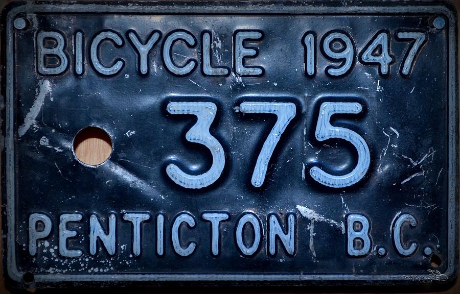 Bicycle Licence Plate - Vintage 1947 Penticton Photograph by Guy Hoffman