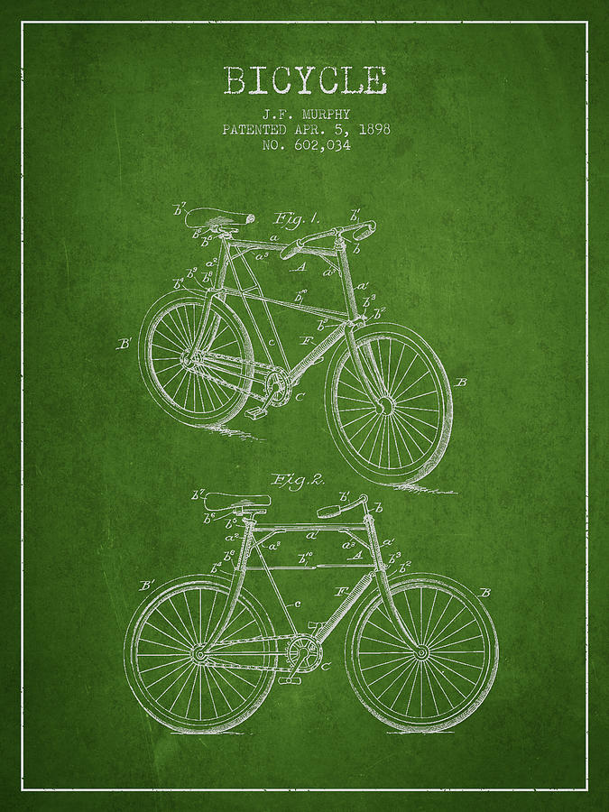 Bicycle Patent Drawing From 1898 Digital Art