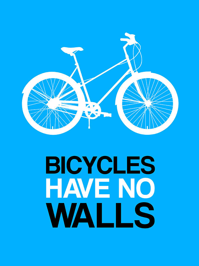 Inspirational Digital Art - Bicycles Have No Walls Poster 2 by Naxart Studio