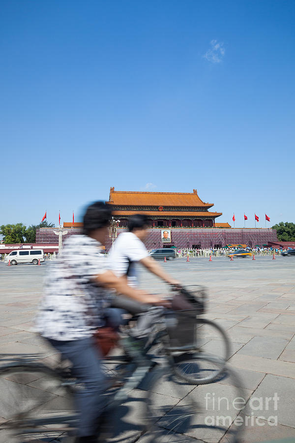 Bicycles in Tiananmen square near the gate of heavenly peace Beijing China Photograph by Matteo Colombo