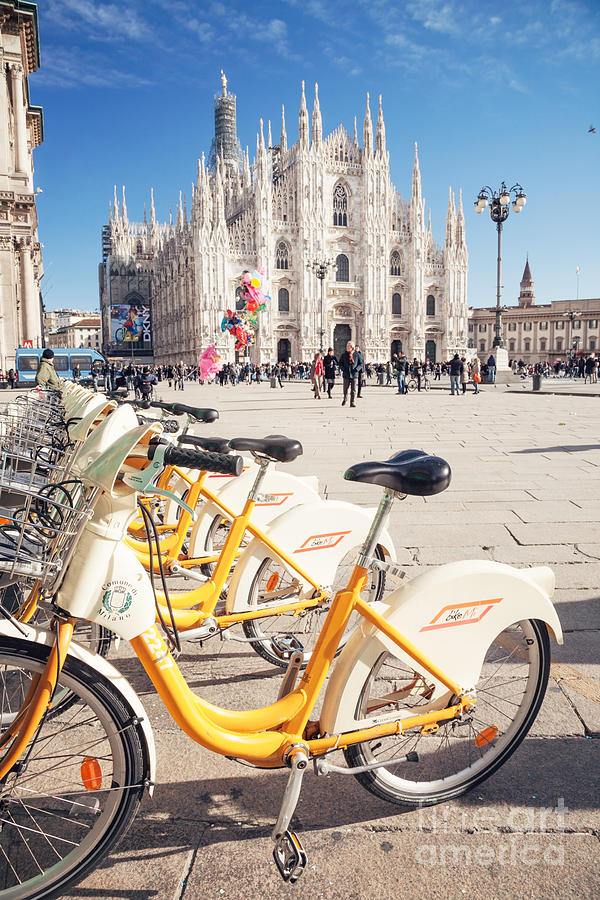 Bicycles near the Duomo Milan Italy Photograph by Matteo Colombo