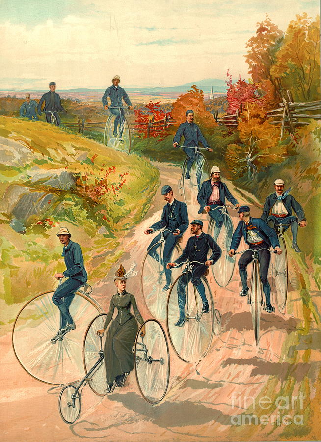 Vintage Photograph - Bicycling 1887 by Padre Art