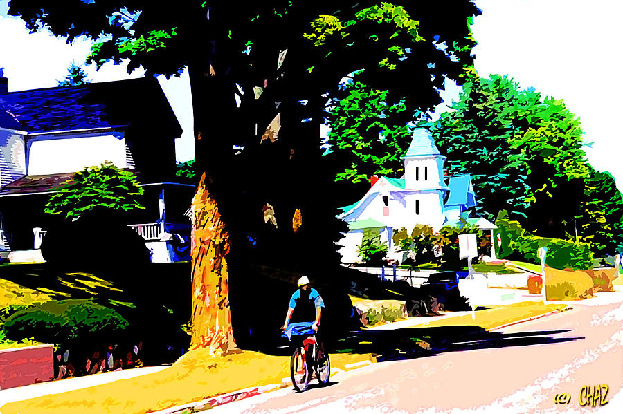 Bicycling to work Painting by CHAZ Daugherty