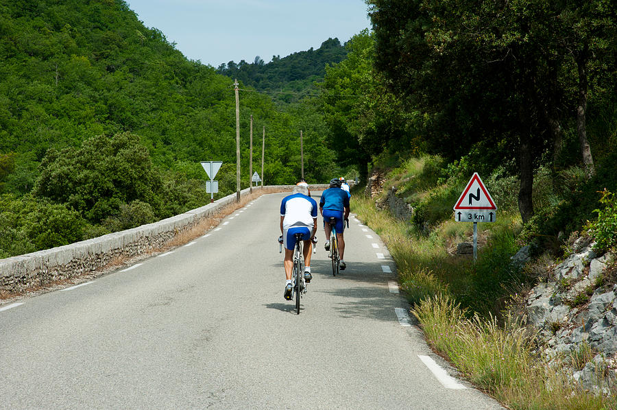 Athlete Photograph - Bicyclists On The Road, Bonnieux by Panoramic Images