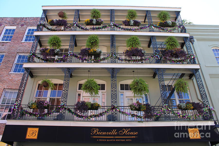 Bienville House Mardi Gras Decorations Photograph by Bev Conover