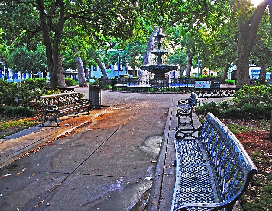 Bienville Square and the Bench 2 Painting by Michael Thomas
