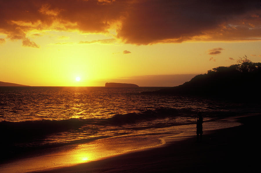 Sunset Photograph - Big Beach Sunset Maui Hawaii by John Burk