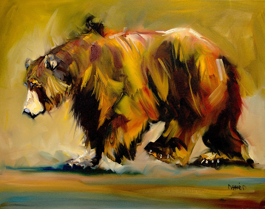 Big Bear Walking Painting by Diane Whitehead