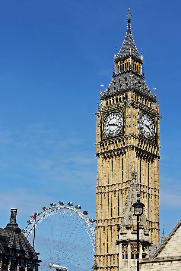 Big Ben and London Eye Photograph by Tony Murtagh