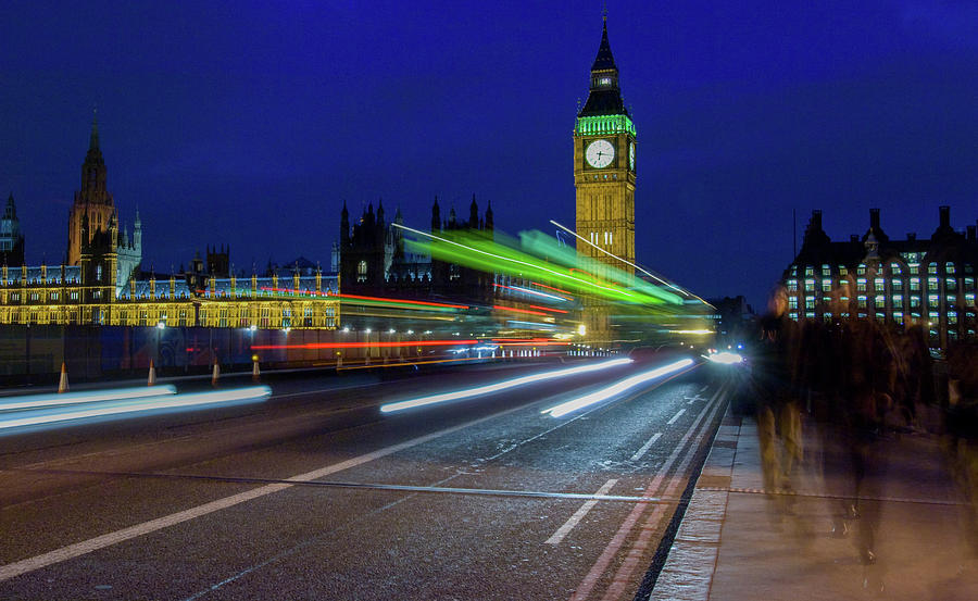 Big Ben And Pedestrians In The Night Photograph by Panoramic Images