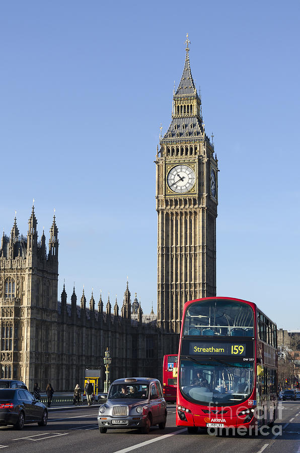 Big Ben and the bus Photograph by Steev Stamford