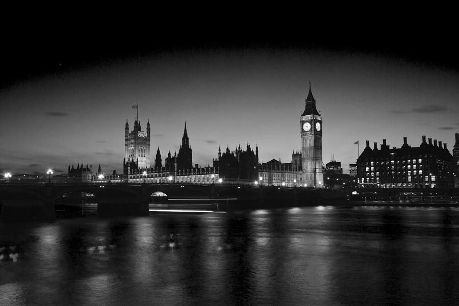 Big Ben And The Houses Of Parliament  Bw Photograph