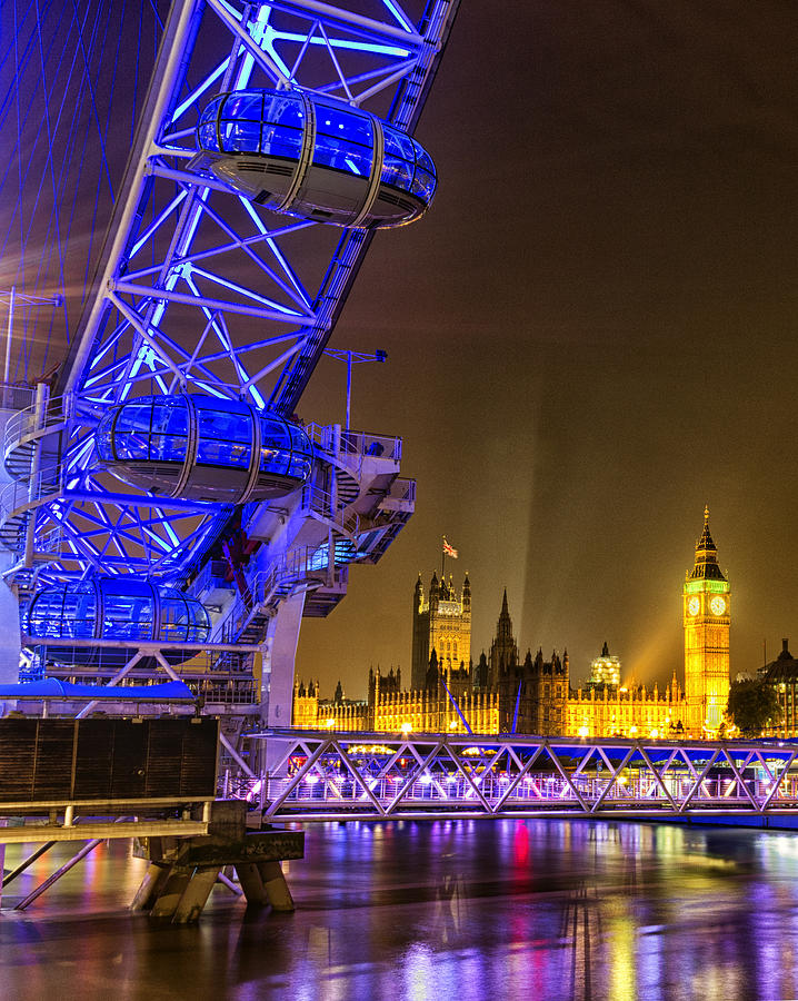 London Photograph - Big Ben and the London Eye by Ian Hufton