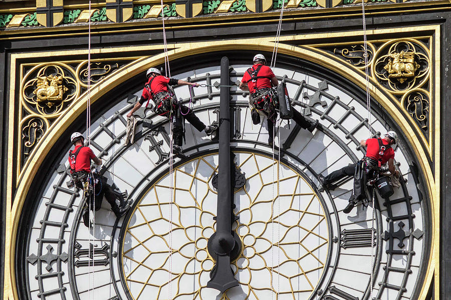 Big Ben Clock Face Cleaning Photograph by Mark Thomas