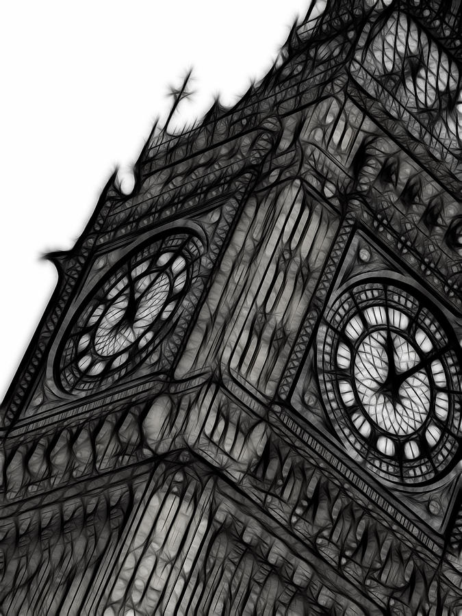 Big Ben London digital apinting Painting by Georgeta Blanaru