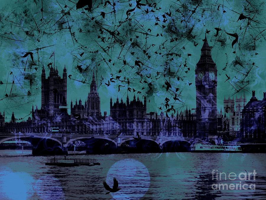 Big Ben on the River Thames Digital Art by Marina McLain