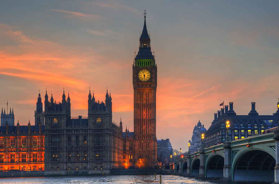 London Photograph - Big Ben Parliament and A Sunset by Matthew Gibson