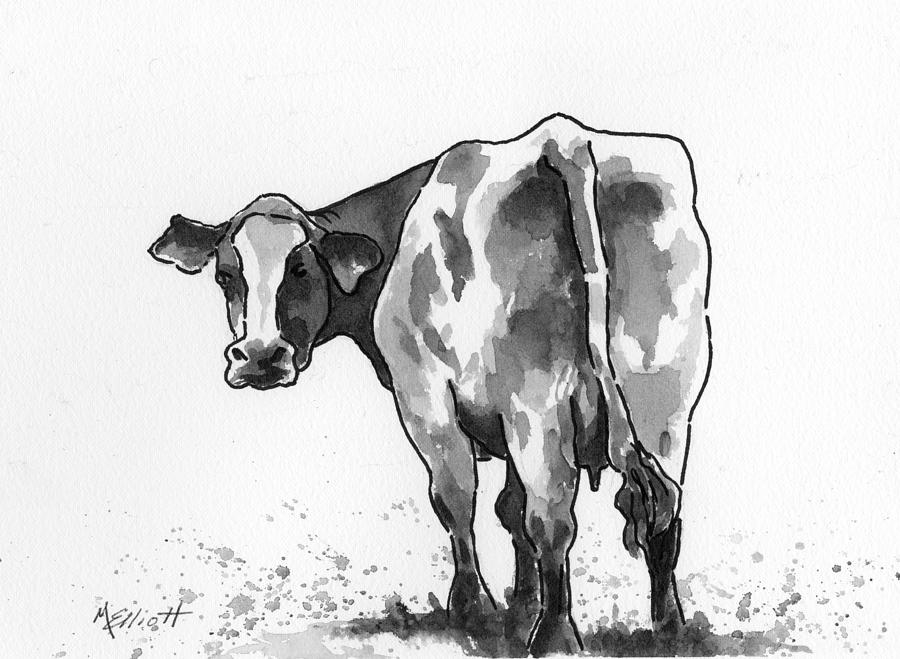 Cow Painting - Big Bertha blk/wht by Marsha Elliott