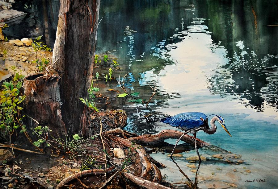 Bird Painting - Big Blue at Carey Ranch by Robert W Cook 