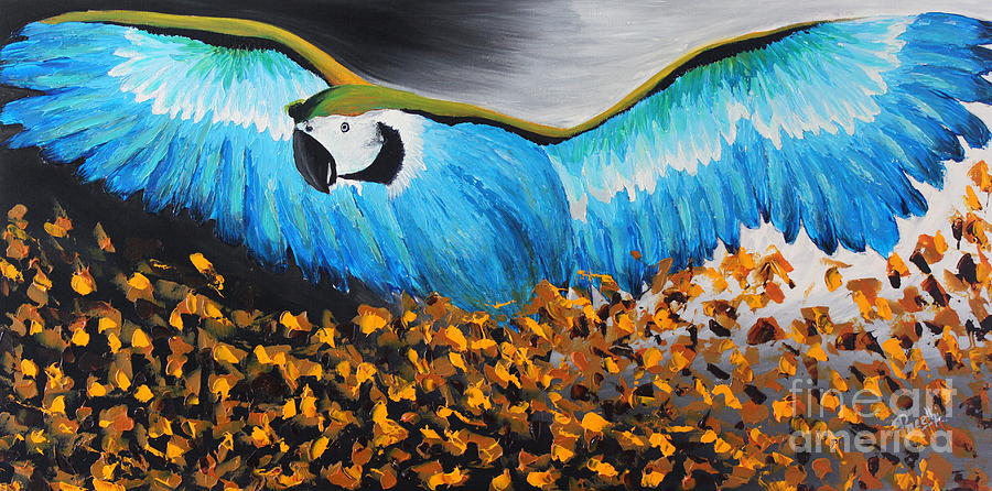 Big Blue Bird Painting by Preethi Mathialagan