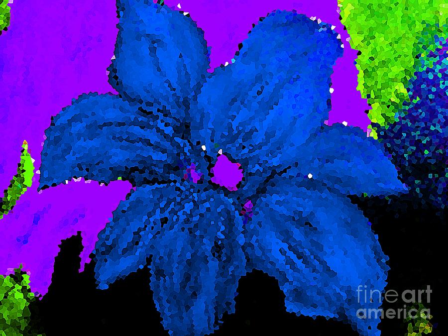 Big Blue Blossom Abstract Painting by Saundra Myles