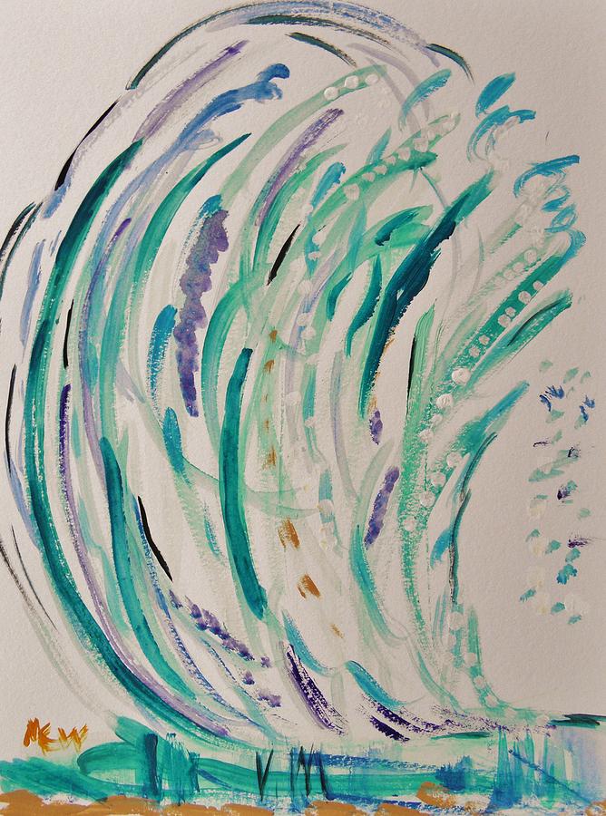 Big Blue Crashing Wave Painting by Mary Carol Williams
