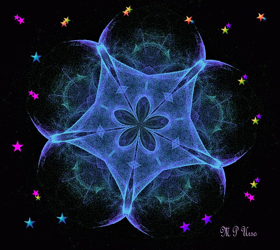 Big Blue Star - Fractal Digital Art by Maria Urso
