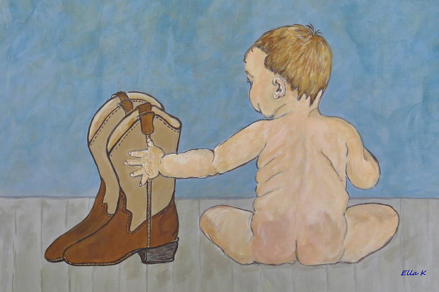 Big Boots to Fill Painting by Ella Kaye Dickey