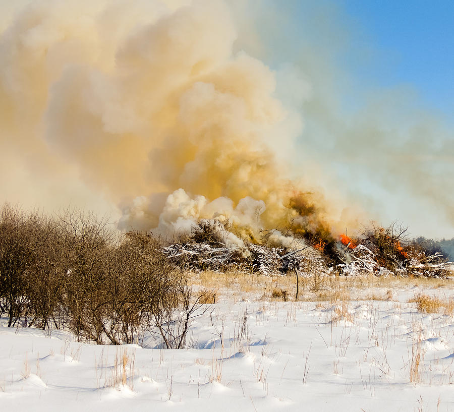 Winter Photograph - Big Brush Fire by Tracy Salava