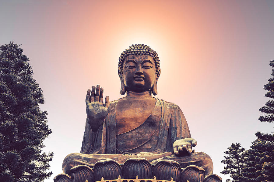 Big Buddha and light Photograph by Anuchit Kamsongmueang