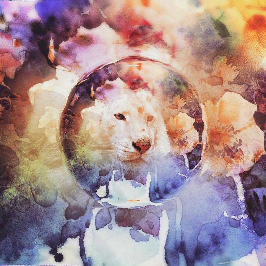 Big Cat Bubble Grunge Digital Art