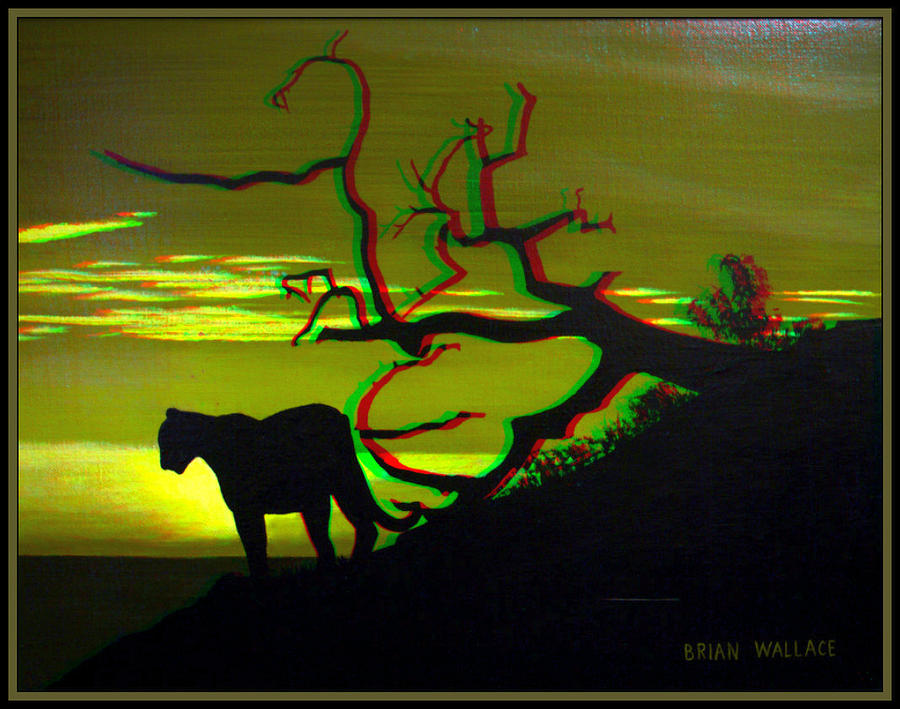 Big Cat Silhouette -  Use Red-Cyan 3D glasses Photograph by Brian Wallace
