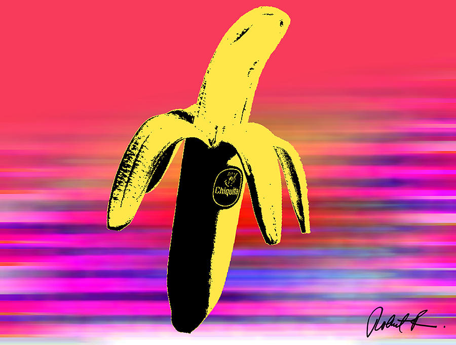 Big Chiquita Bannana on Canvas by Robert R SIGNED Painting by Robert R Splashy Art Abstract Paintings