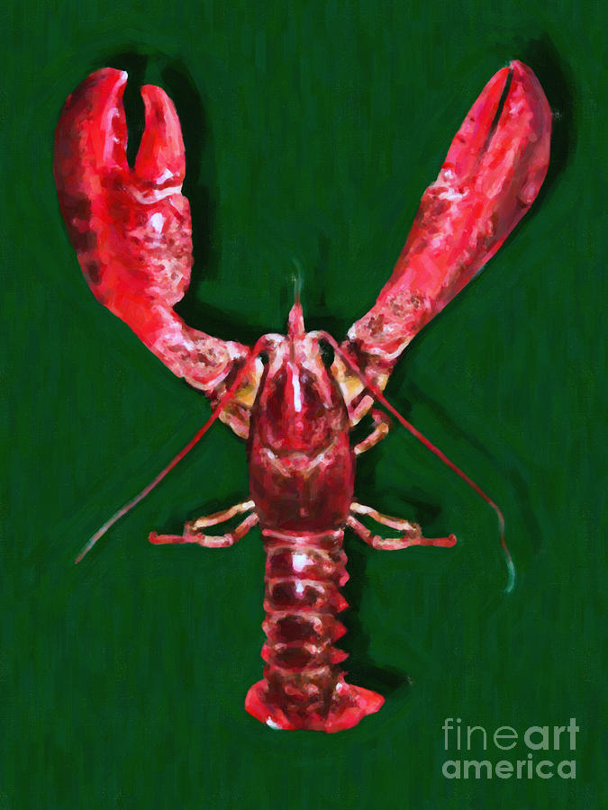 Big Claw Lobster - Painterly - v2 Photograph by Wingsdomain Art and Photography
